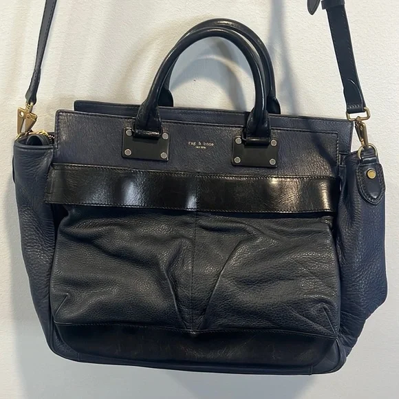 Rag Bone Large Pilot Bag in navy